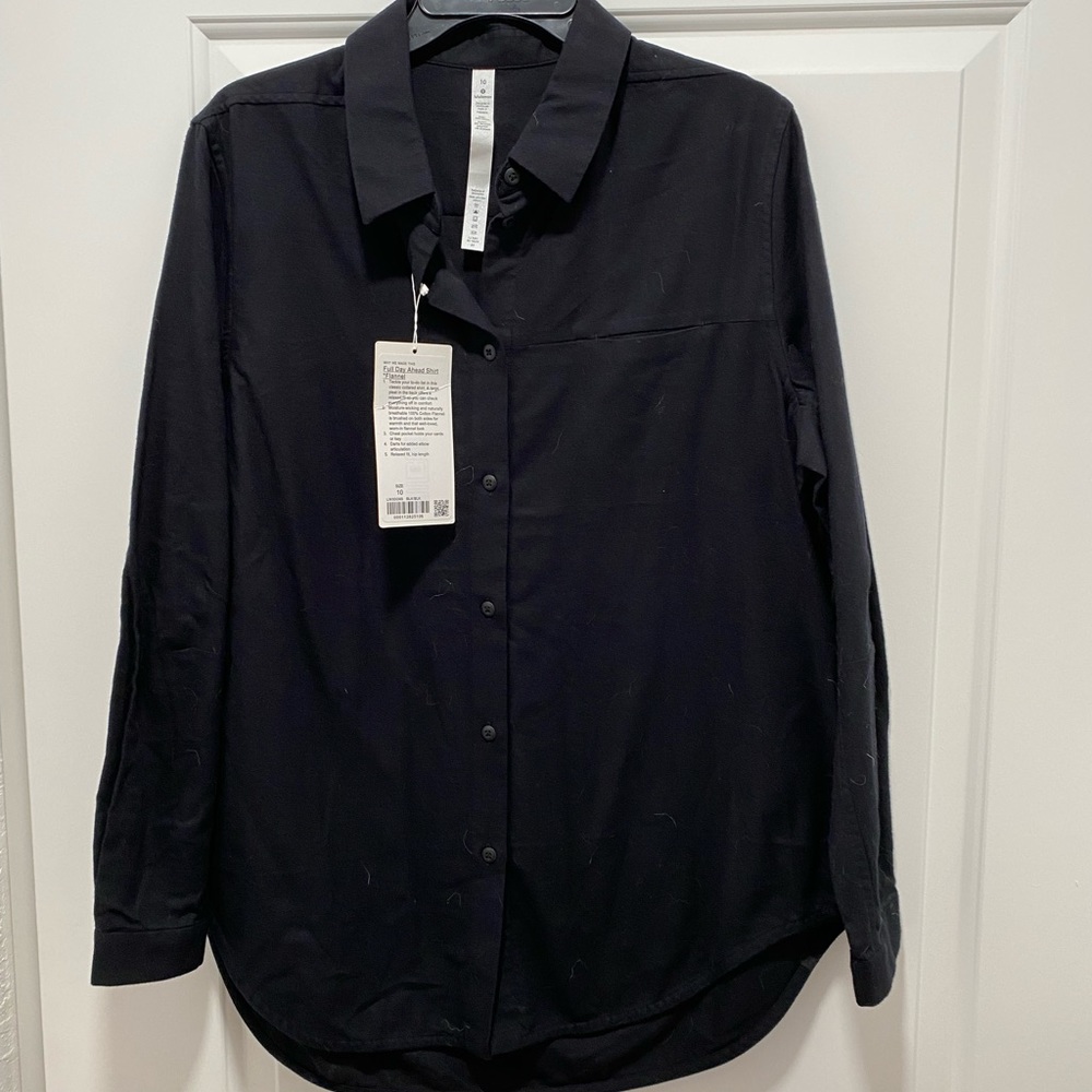 Lululemon full day ahead flannel shirt size 10 black